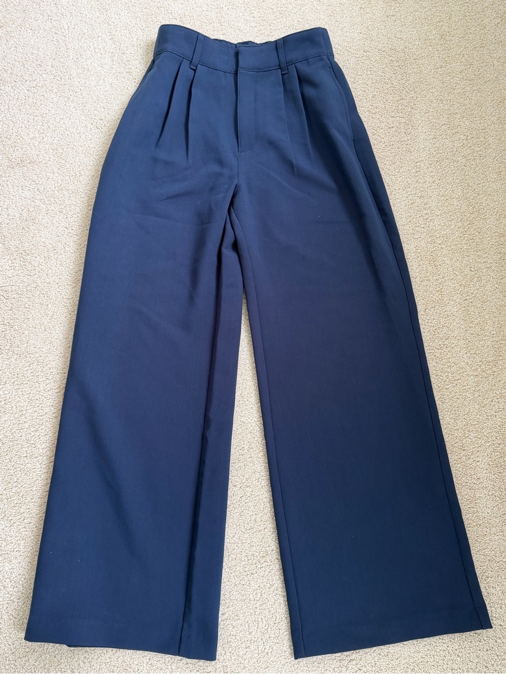 NWT Abercrombie & Fitch XS Short High Rise Wide Leg Tailored Trousers – Navy